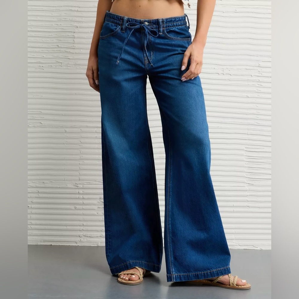 New AE wide leg low rise jeans sz 28/6